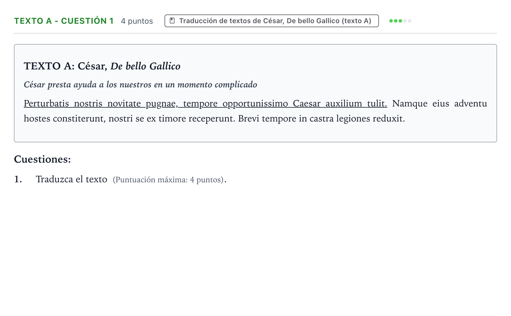 Enunciado: Ejercicio Texto A - Cuestión 1 · Latín II PAU Castilla y León Ordinaria (Fase Mejora de Nota) 2024
