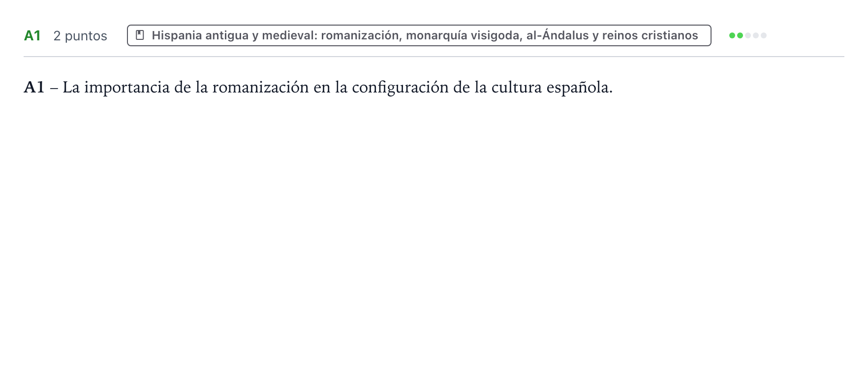 Enunciado: Ejercicio A1 · Historia de España PAU Castilla y León Extraordinaria (Fase Mejora de Nota) 2024
