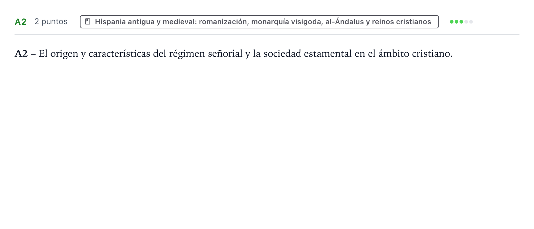 Enunciado: Ejercicio A2 · Historia de España PAU Castilla y León Extraordinaria (Fase Mejora de Nota) 2024
