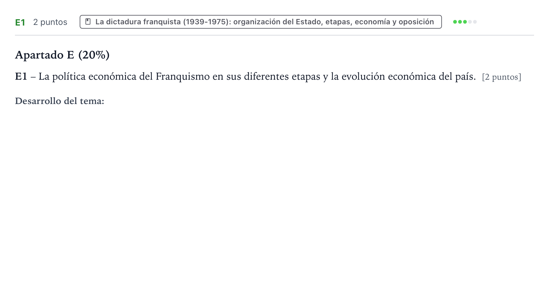 Enunciado: Ejercicio E1 · Historia de España PAU Castilla y León Extraordinaria (Fase Mejora de Nota) 2024