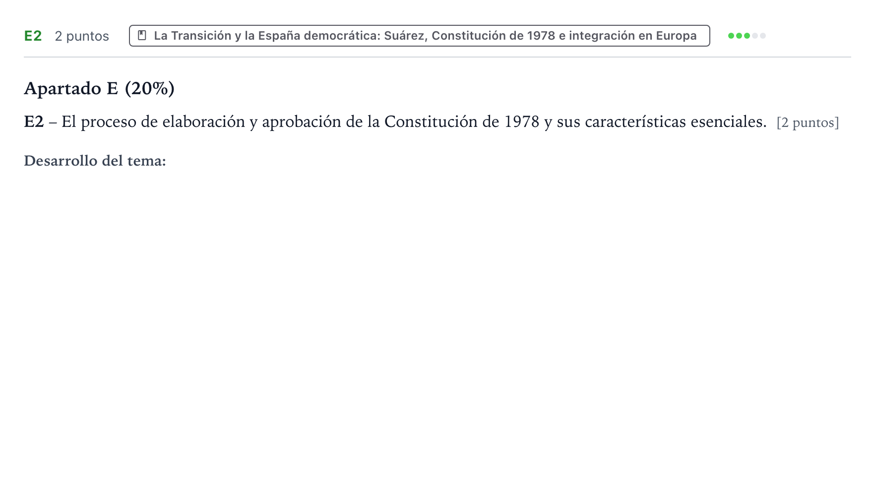 Enunciado: Ejercicio E2 · Historia de España PAU Castilla y León Extraordinaria (Fase Mejora de Nota) 2024