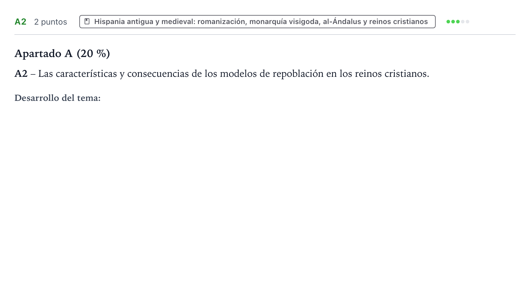 Enunciado: Ejercicio A2 · Historia de España PAU Castilla y León Ordinaria (Fase Mejora de Nota) 2024