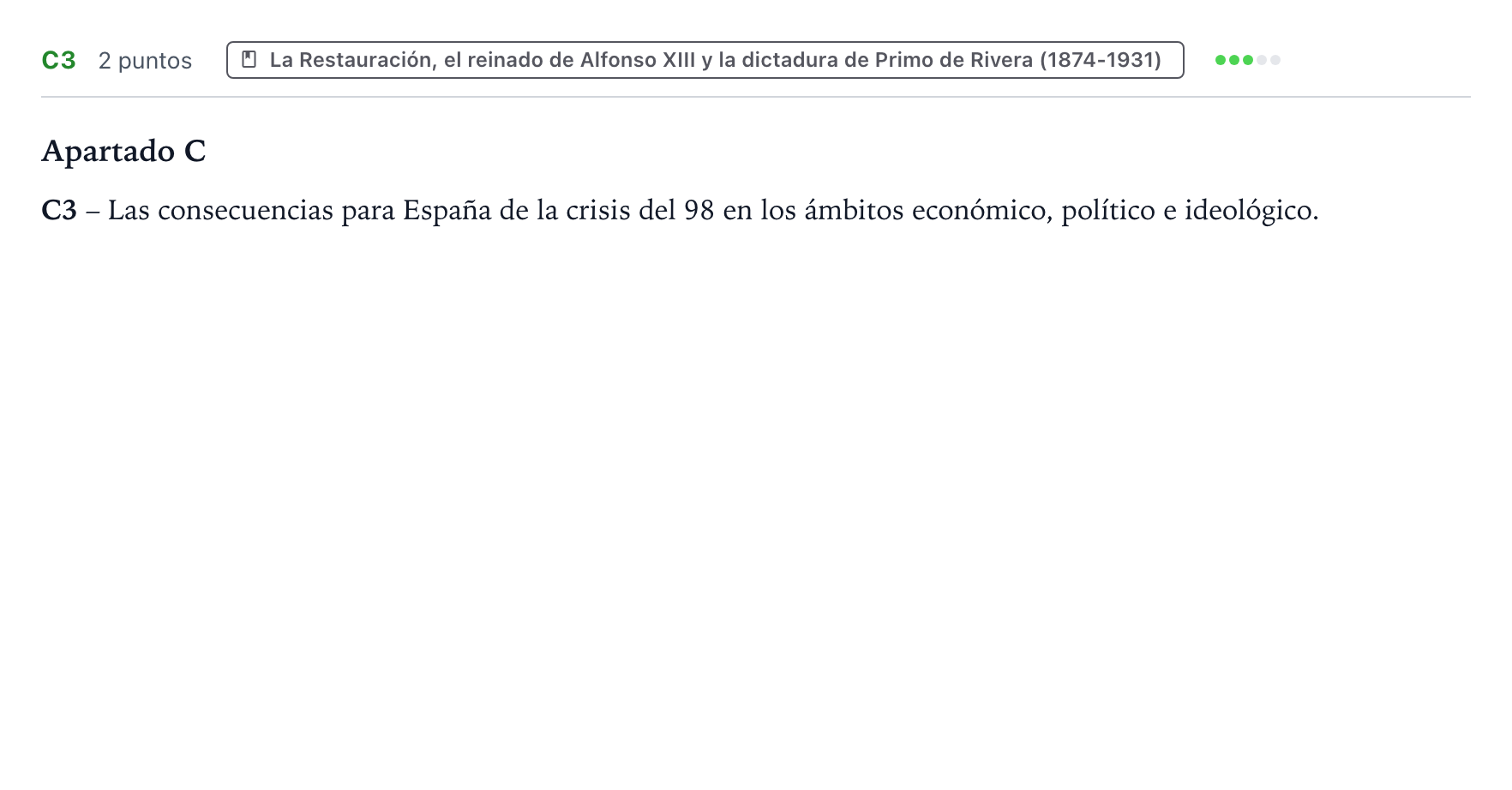 Enunciado: Ejercicio C3 · Historia de España PAU Castilla y León Ordinaria (Fase Mejora de Nota) 2024