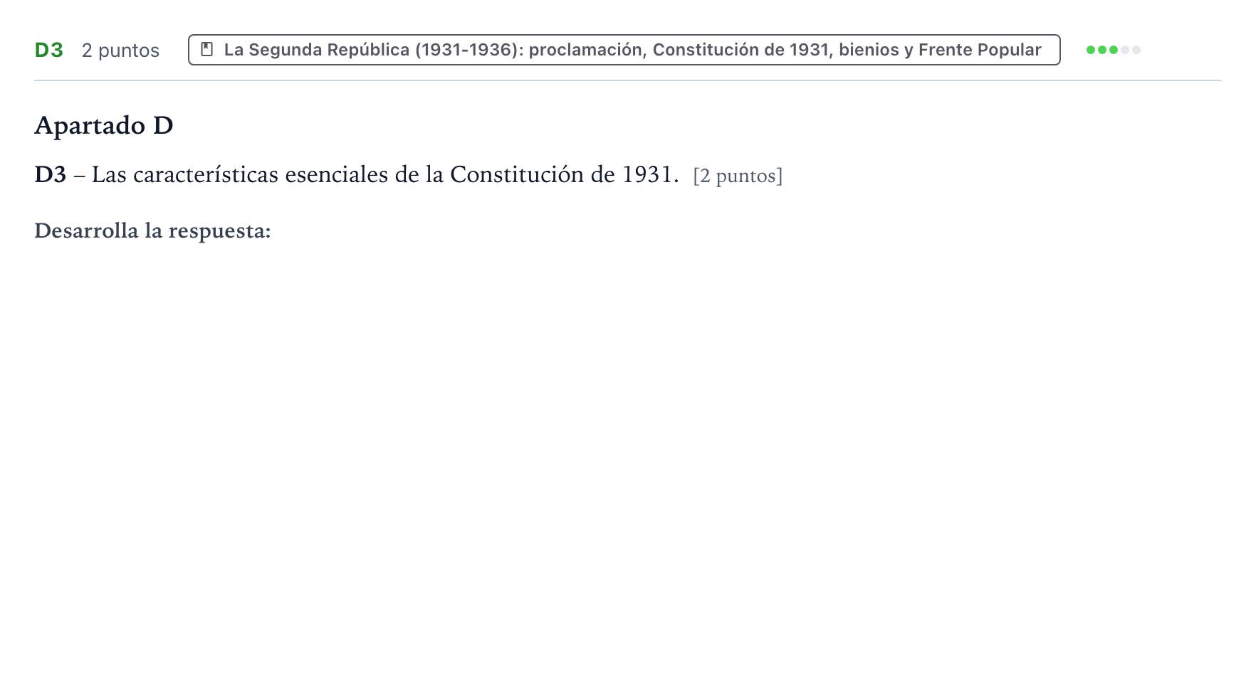 Enunciado: Ejercicio D3 · Historia de España PAU Castilla y León Ordinaria (Fase Mejora de Nota) 2024