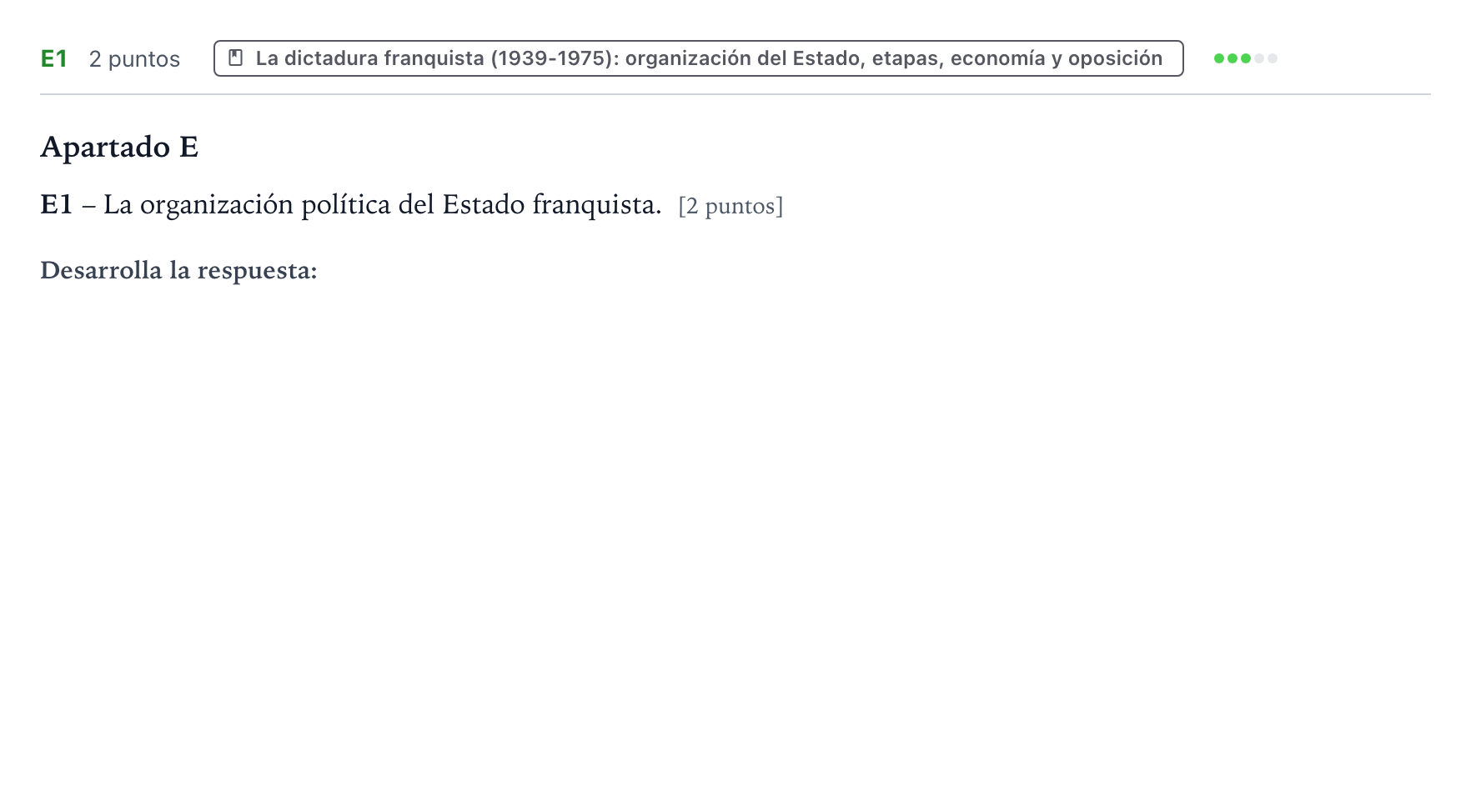 Enunciado: Ejercicio E1 · Historia de España PAU Castilla y León Ordinaria (Fase Mejora de Nota) 2024