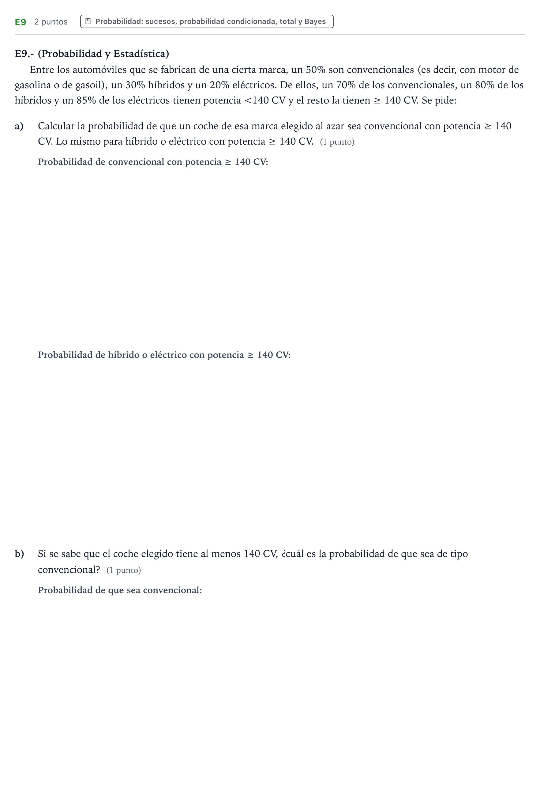 Enunciado: Ejercicio E9 · Matemáticas II PAU Castilla y León Extraordinaria 2024