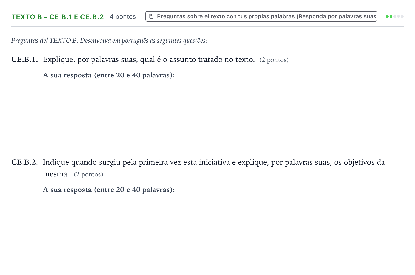 Enunciado: Ejercicio Texto B - CE.B.1 e CE.B.2 · Portugués PAU Castilla y León Ordinaria 2024