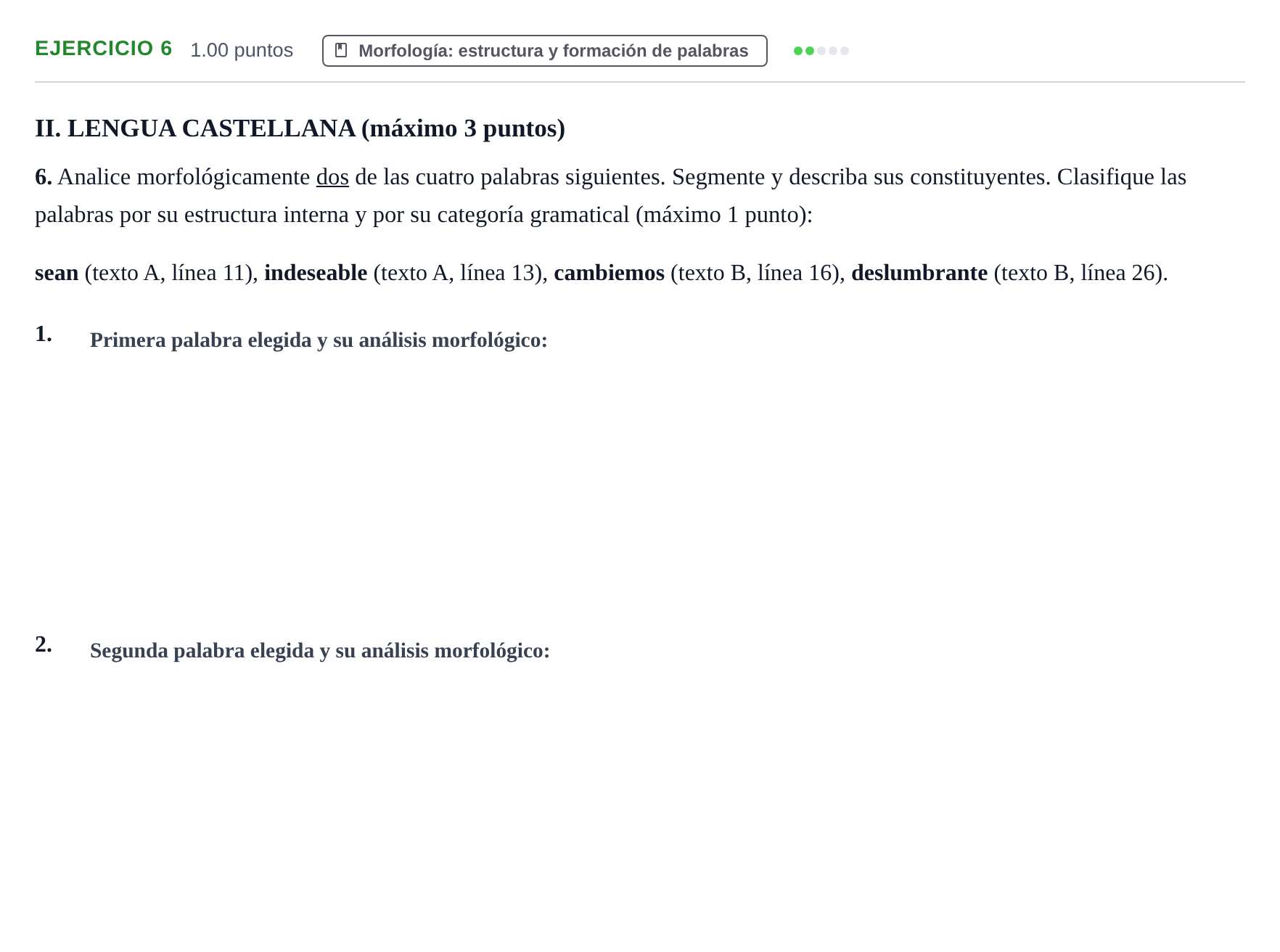 Enunciado: Problema 6 · Lengua Castellana y Literatura II PAU Castilla y León Extraordinaria 2024