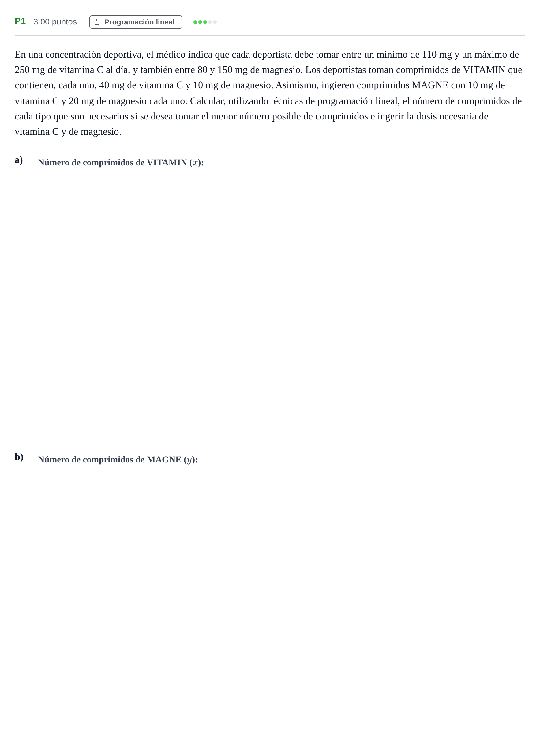 Enunciado: Ejercicio P1 · Matemáticas aplicadas a las Ciencias Sociales II PAU Castilla y León Ordinaria 2024