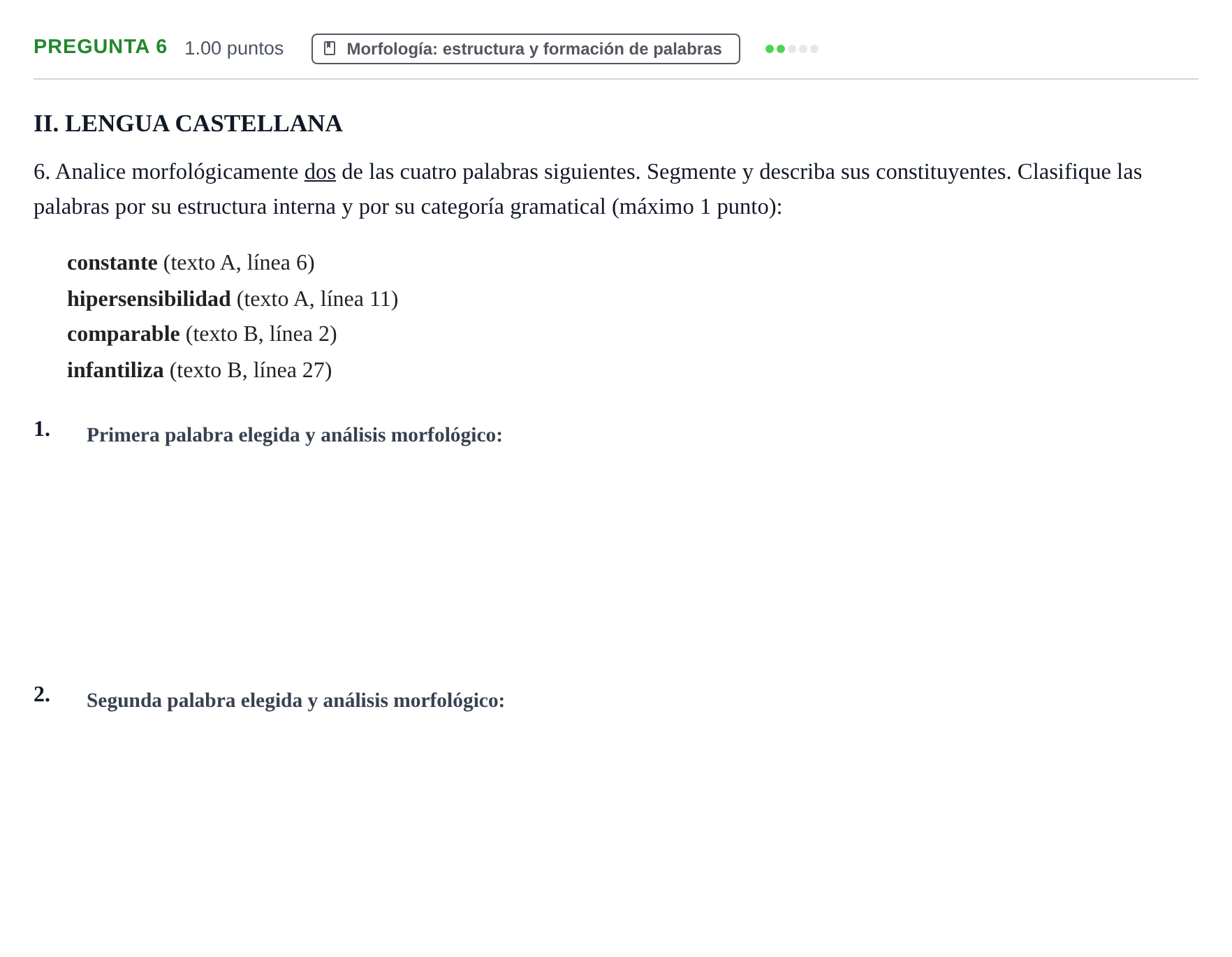 Enunciado: Pregunta 6 · Lengua Castellana y Literatura II PAU Castilla y León Ordinaria 2024