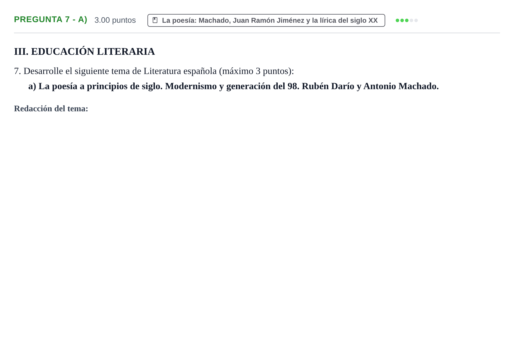 Enunciado: Pregunta 7 - a) · Lengua Castellana y Literatura II PAU Castilla y León Ordinaria 2024
