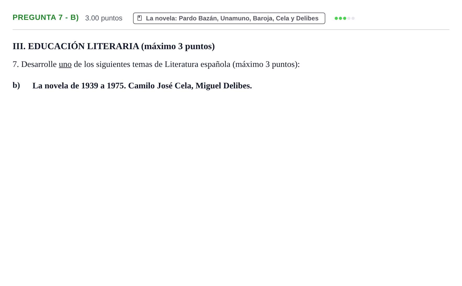 Enunciado: Pregunta 7 - b) · Lengua Castellana y Literatura II PAU Castilla y León Ordinaria 2024