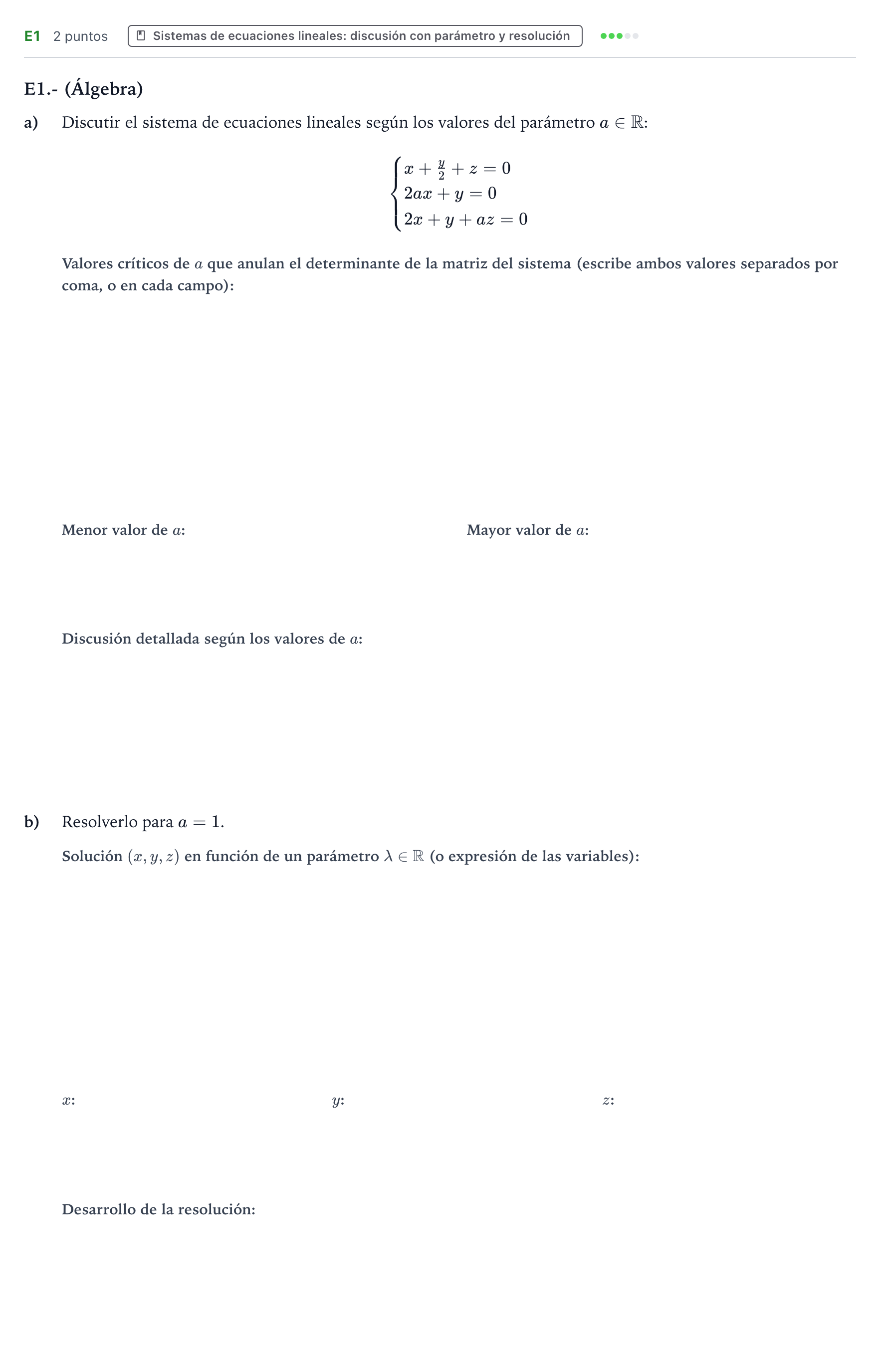 Enunciado: Ejercicio E1 · Matemáticas II PAU Castilla y León Ordinaria 2024
