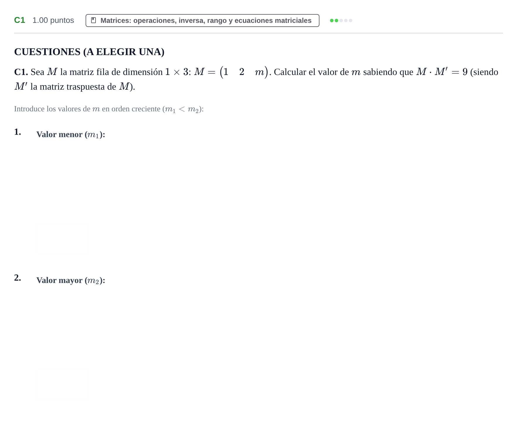 Enunciado: Ejercicio C1 · Matemáticas aplicadas a las Ciencias Sociales II PAU Castilla y León Ordinaria (Fase Mejora de Nota) 2024