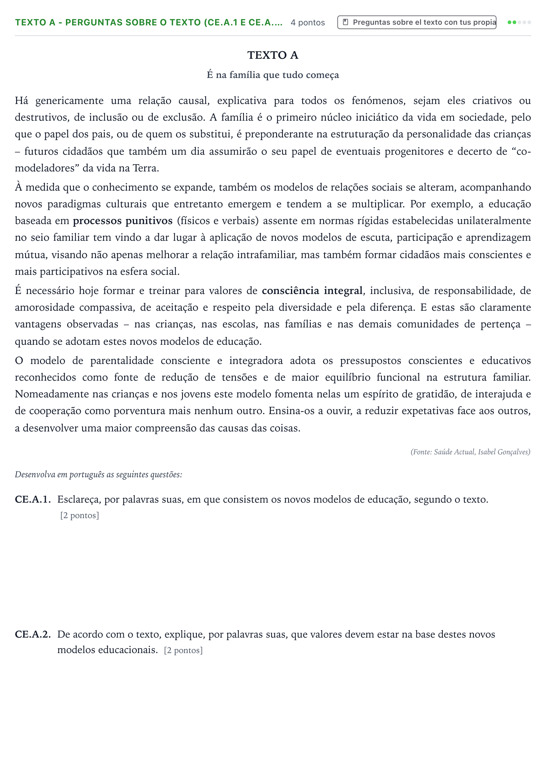 Enunciado: Ejercicio Texto A - Perguntas sobre o texto (CE.A.1 e CE.A.… · Portugués PAU Castilla y León Ordinaria (Fase Mejora de Nota) 2024