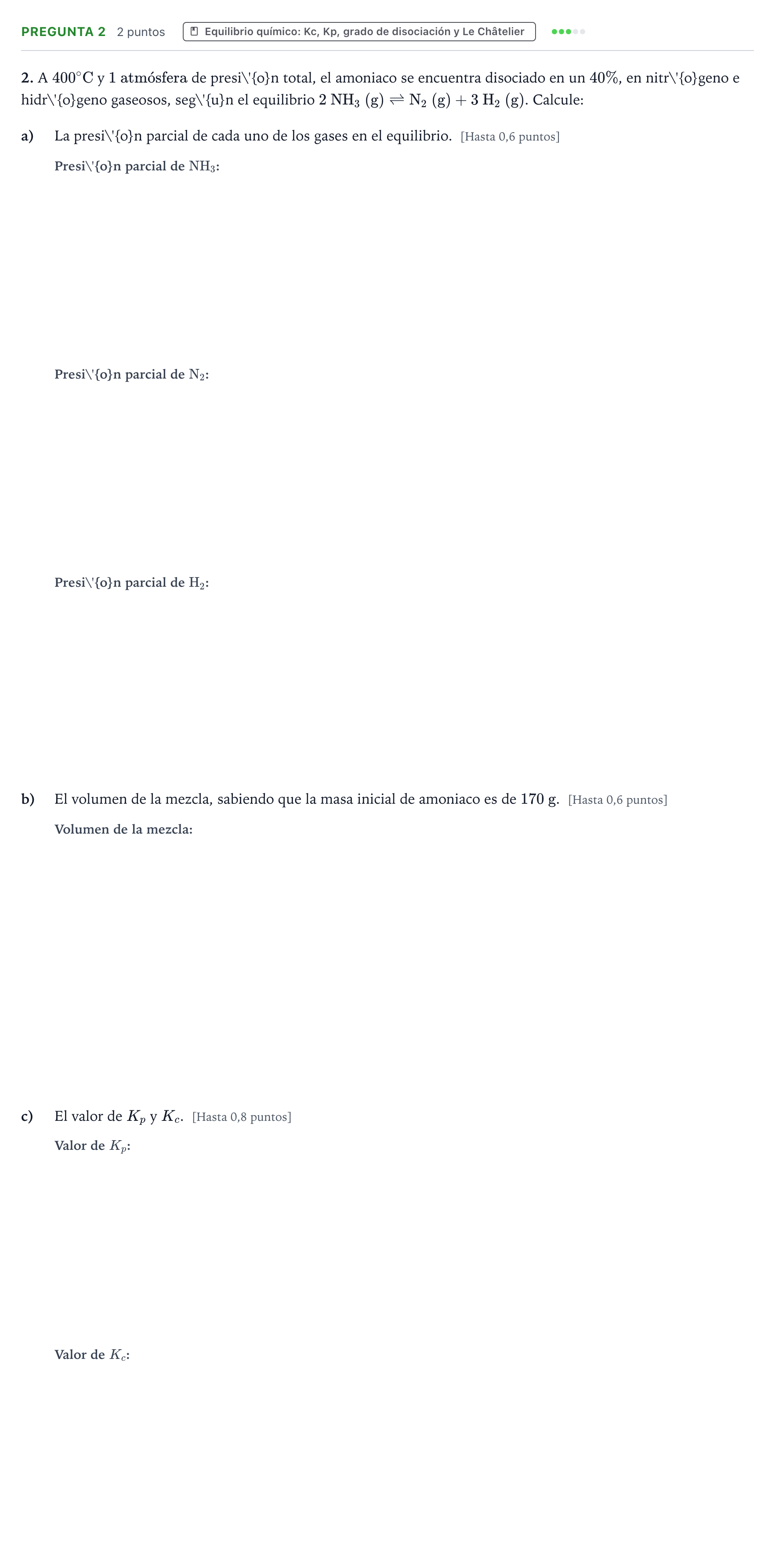 Enunciado: Pregunta 2 · Química PAU Castilla y León Extraordinaria 2024