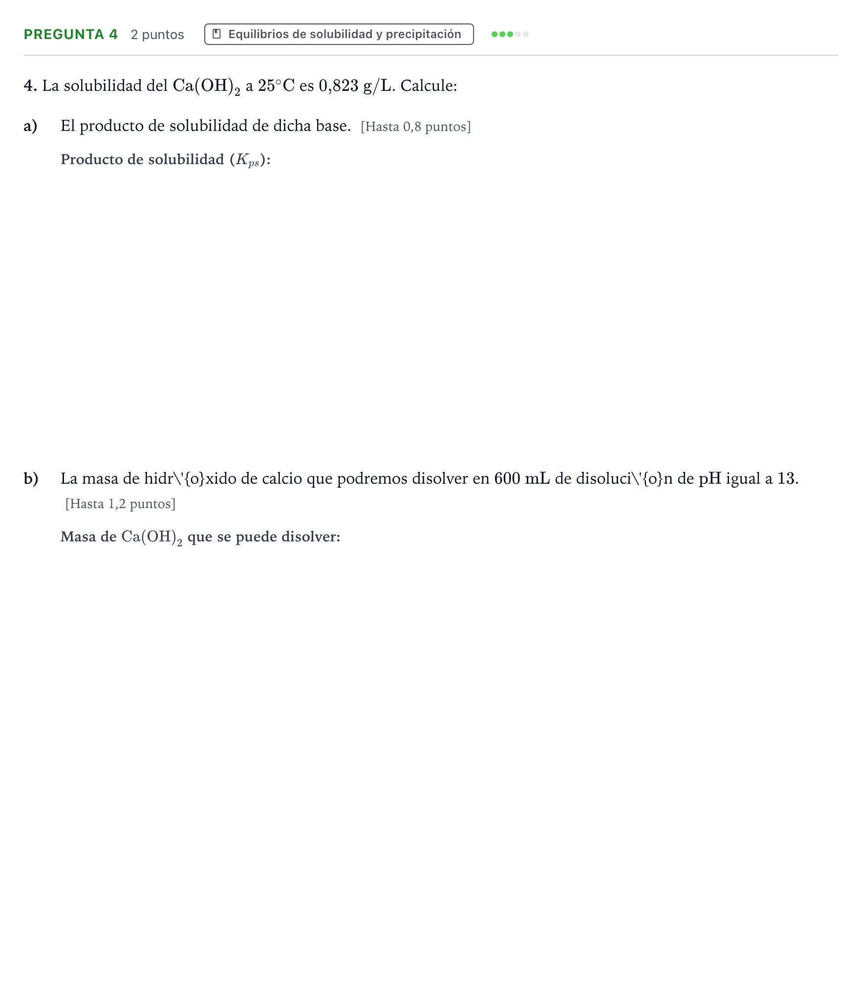Enunciado: Pregunta 4 · Química PAU Castilla y León Extraordinaria 2024