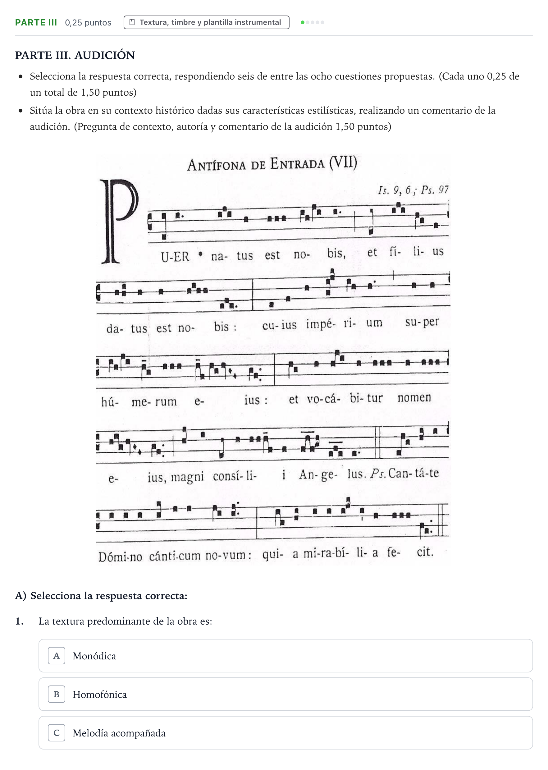 Enunciado: Ejercicio Parte III - Textura, timbre y plantilla instrumen… · Análisis Musical II PAU Castilla y León Ordinaria 2024