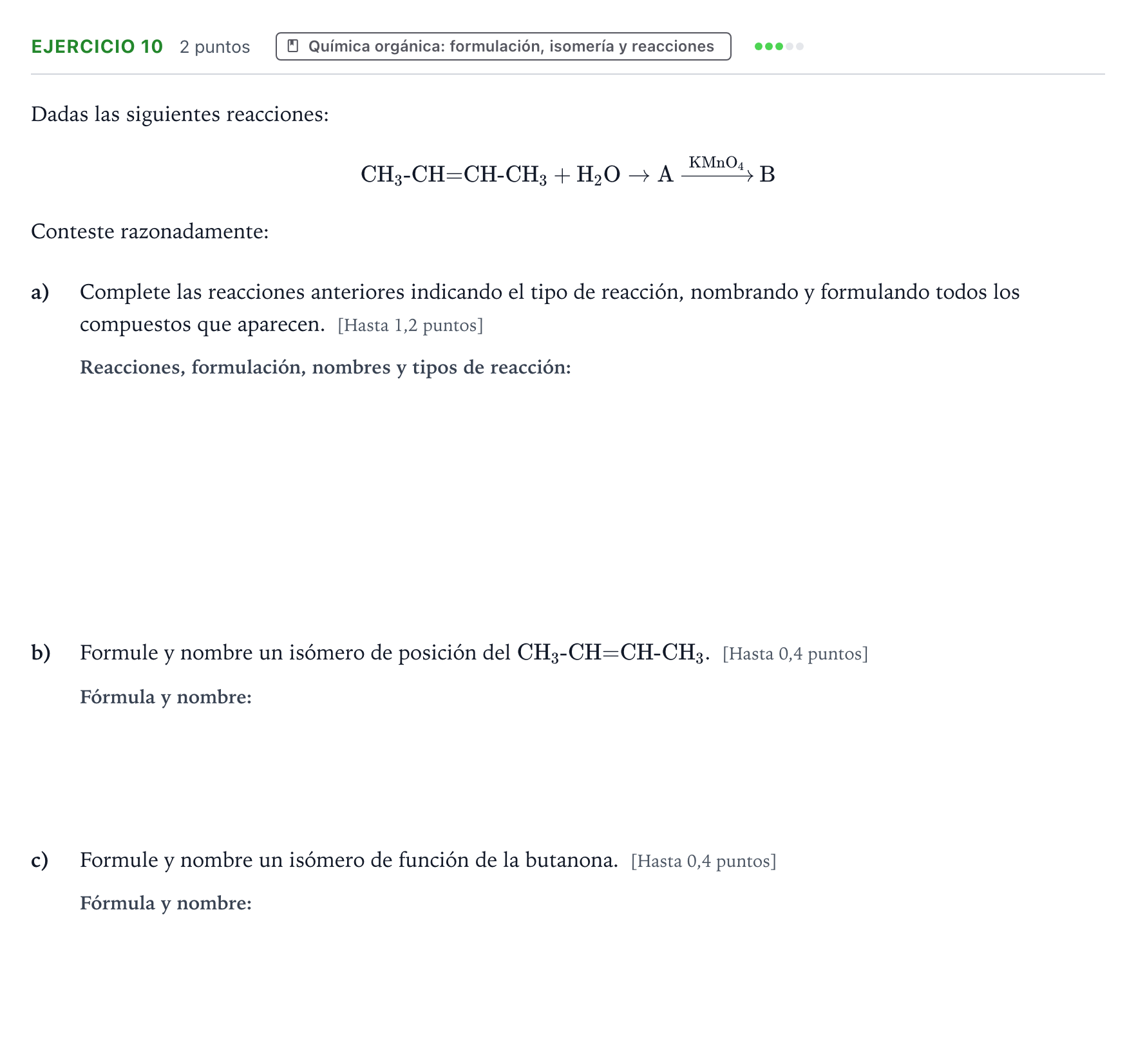 Enunciado: Problema 10 · Química PAU Castilla y León Ordinaria 2024