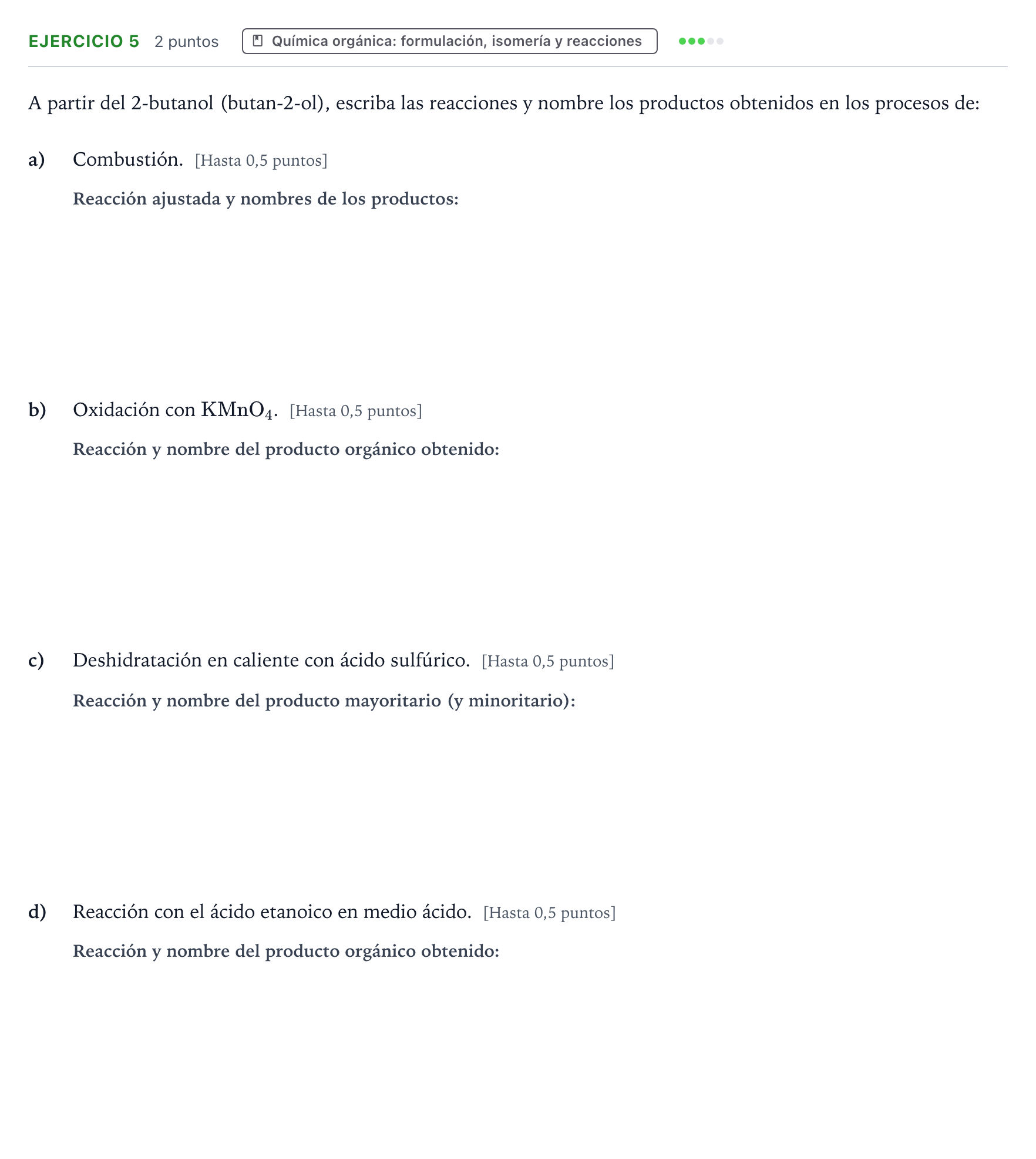 Enunciado: Problema 5 · Química PAU Castilla y León Ordinaria 2024