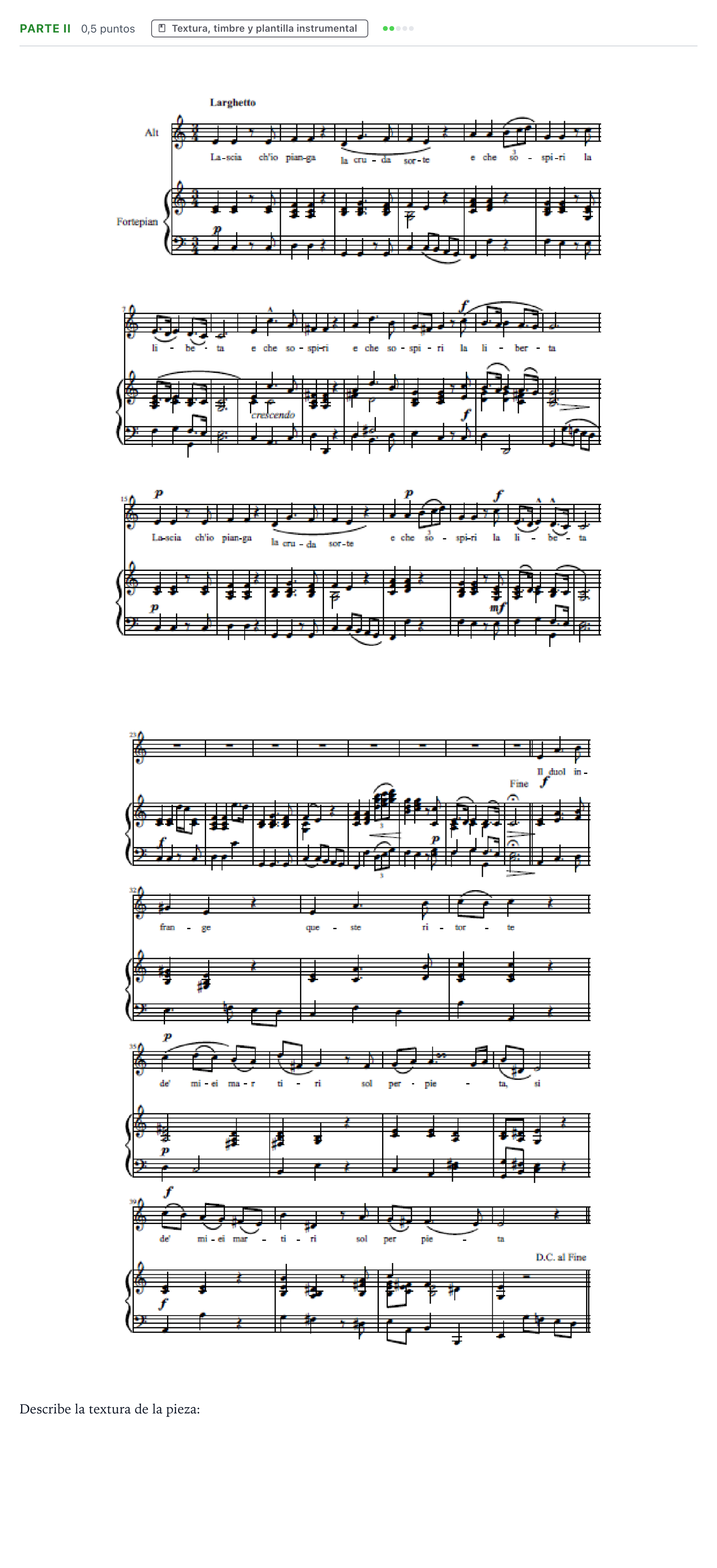 Enunciado: Ejercicio Parte II - Textura · Análisis Musical II PAU Castilla y León Ordinaria (Fase Mejora de Nota) 2024
