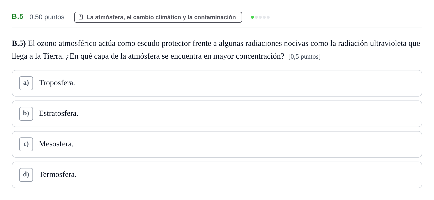 Enunciado: Ejercicio B.5 · Ciencias Generales PAU Castilla y León Ordinaria (Fase Mejora de Nota) 2024