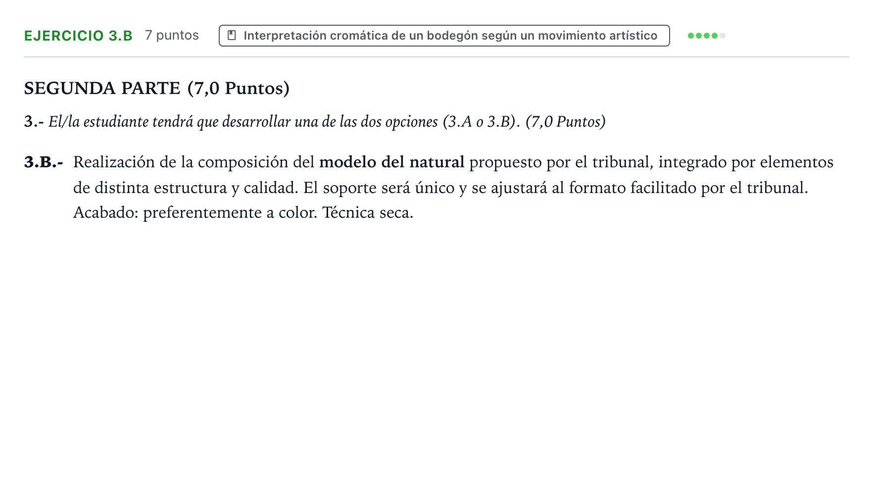 Enunciado: Ejercicio 3.B · Dibujo Artístico II PAU Castilla y León Ordinaria 2024
