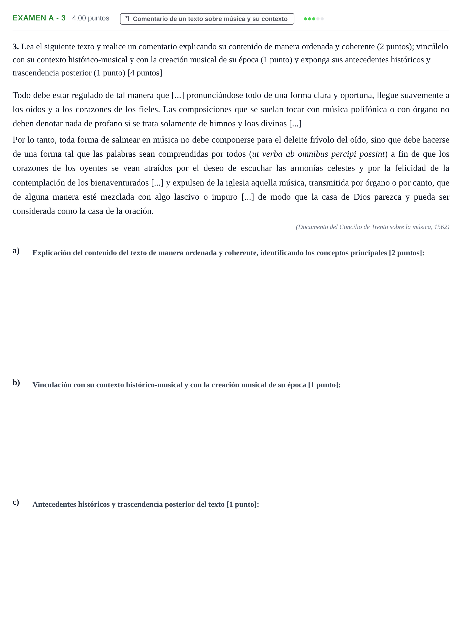 Enunciado: Ejercicio Examen A - 3 · Historia de la Música y de la Danza PAU Castilla y León Ordinaria 2024