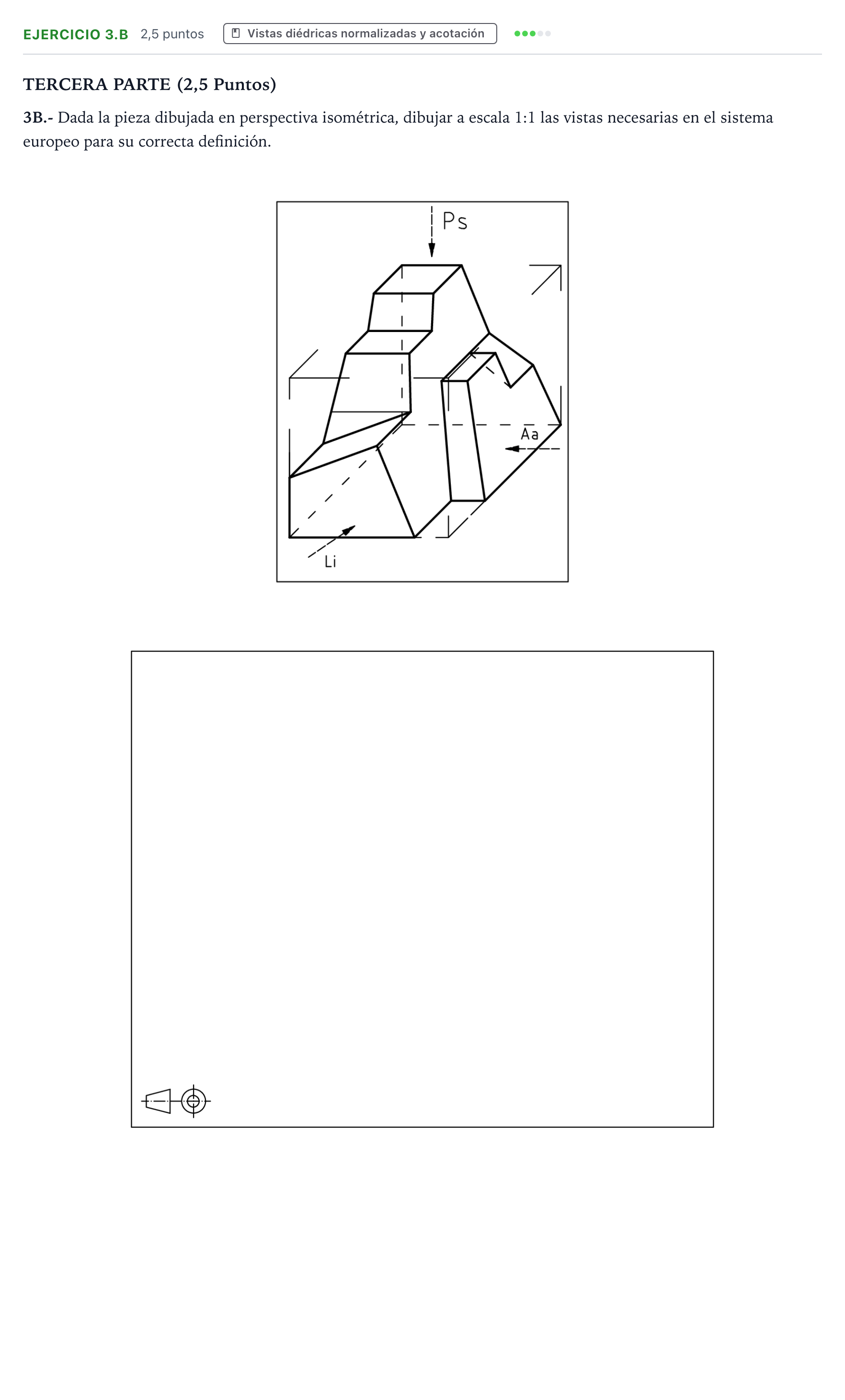 Enunciado: Ejercicio 3.B · Dibujo Técnico Aplicado a las Artes Plásticas y al Diseño PAU Castilla y León Ordinaria 2024