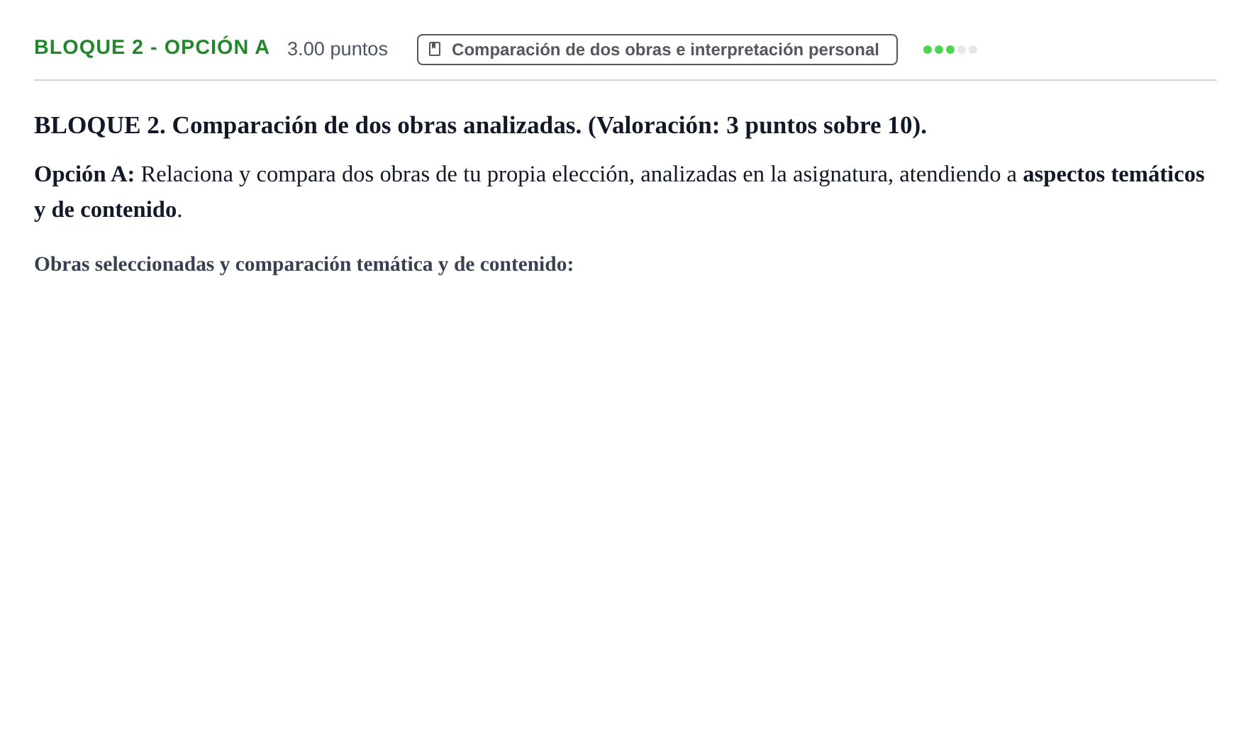 Enunciado: Bloque 2 - Opción A · Literatura Dramática PAU Castilla y León Ordinaria 2024