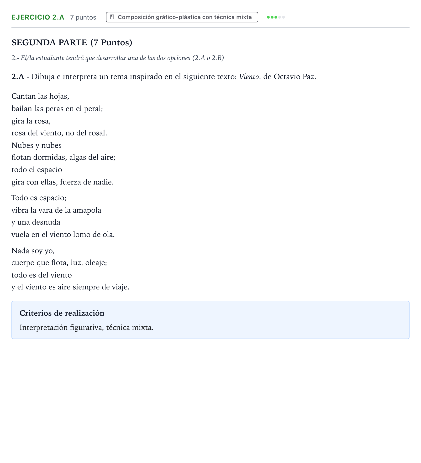 Enunciado: Ejercicio 2.A · Técnicas de Expresión Gráfico-Plástica PAU Castilla y León Ordinaria 2024