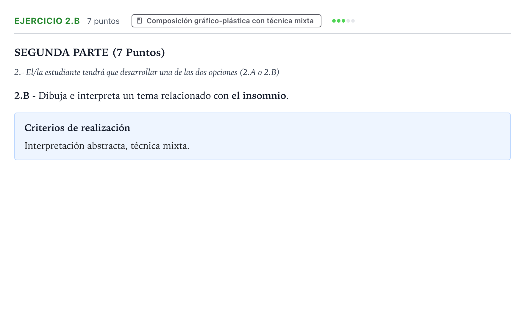 Enunciado: Ejercicio 2.B · Técnicas de Expresión Gráfico-Plástica PAU Castilla y León Ordinaria 2024
