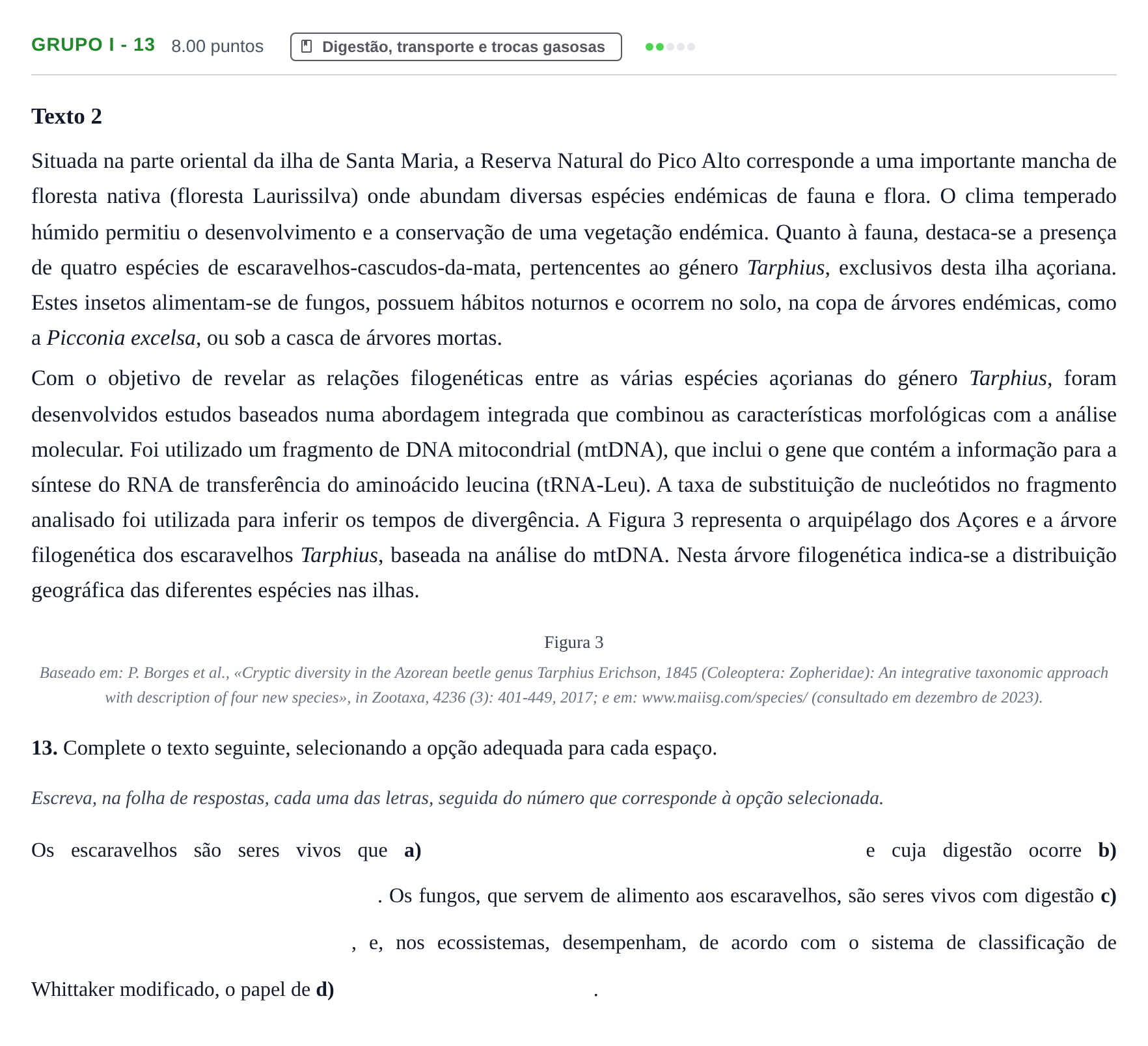 Enunciado: Grupo I - 13 · Exame Nacional Biologia e Geologia Época especial 2024