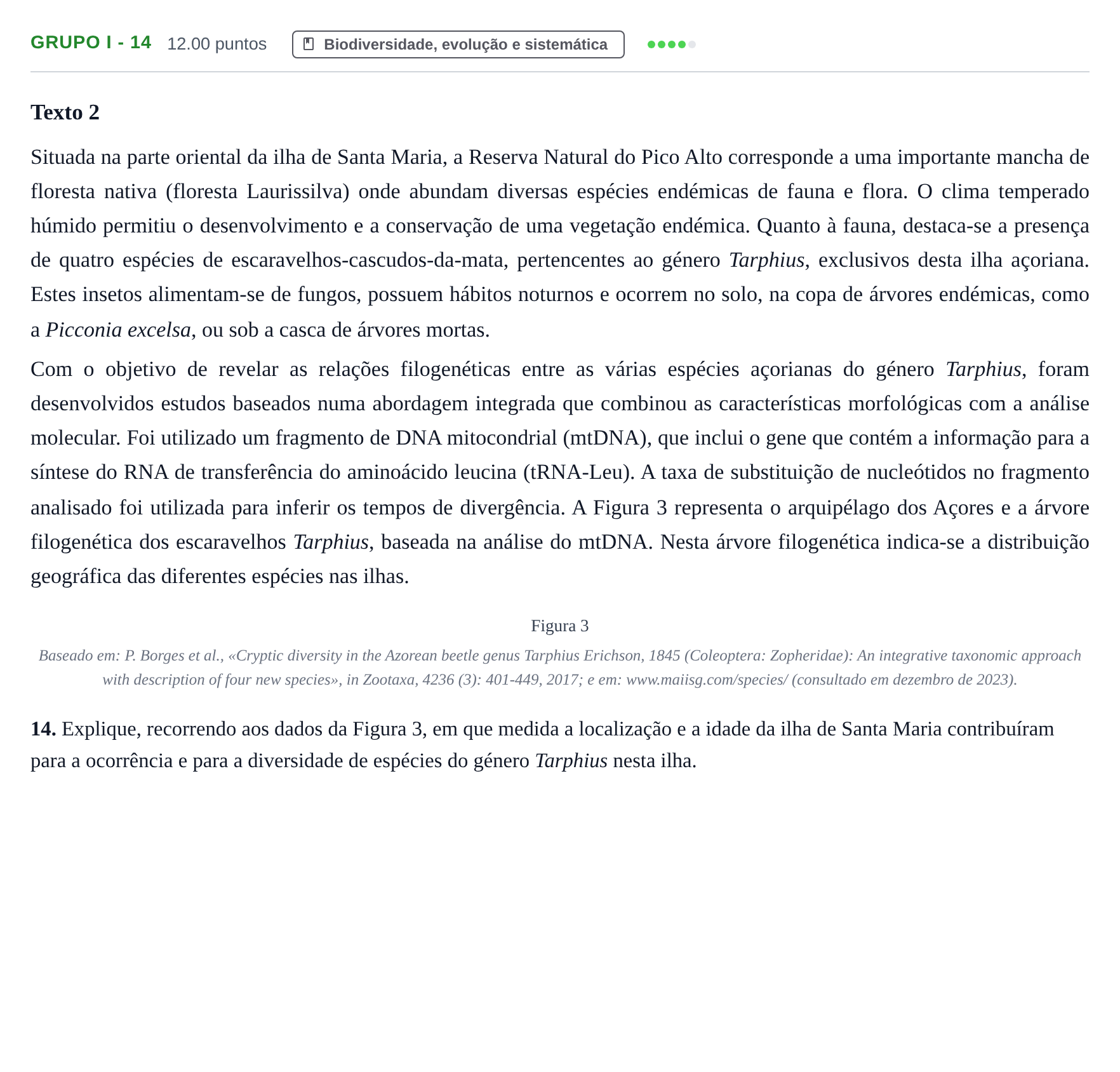 Enunciado: Grupo I - 14 · Exame Nacional Biologia e Geologia Época especial 2024