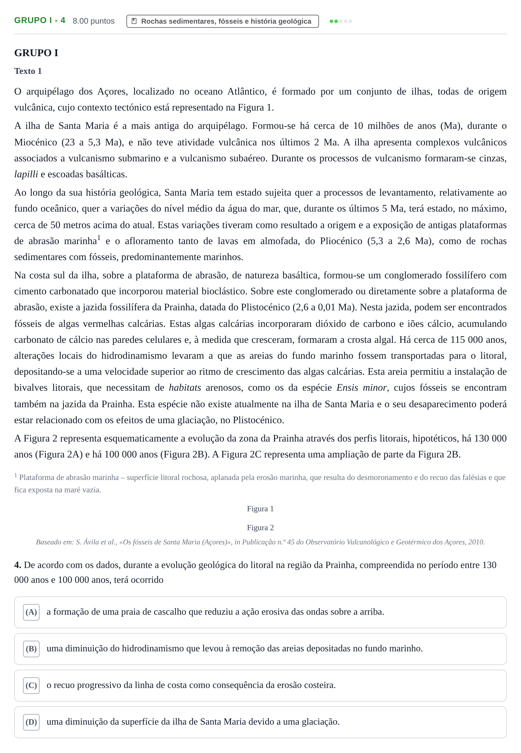 Enunciado: Grupo I - 4 · Exame Nacional Biologia e Geologia Época especial 2024
