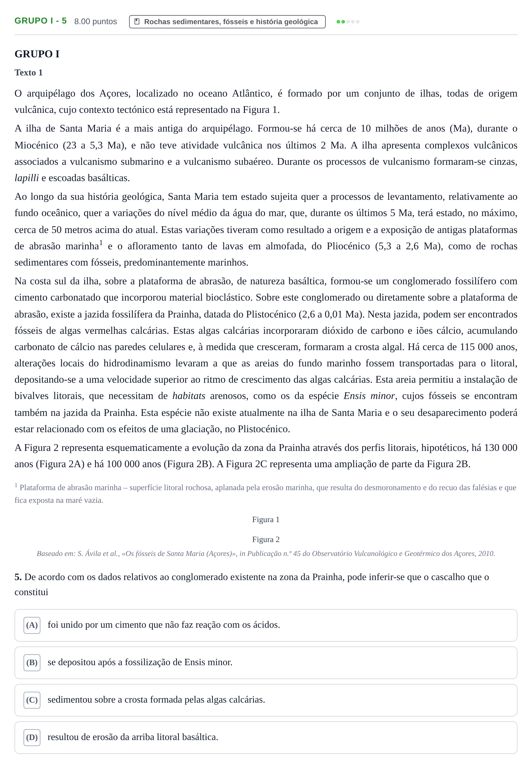 Enunciado: Grupo I - 5 · Exame Nacional Biologia e Geologia Época especial 2024