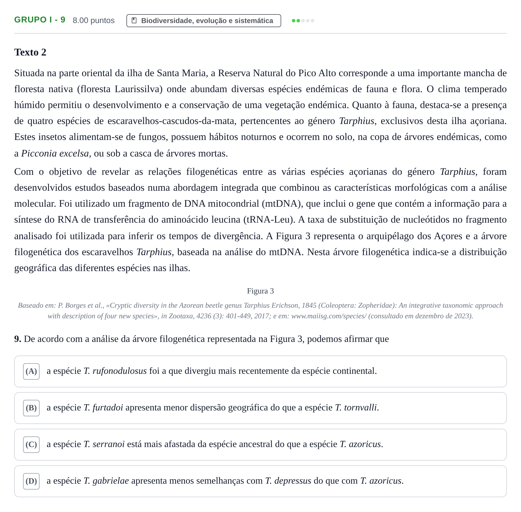 Enunciado: Grupo I - 9 · Exame Nacional Biologia e Geologia Época especial 2024
