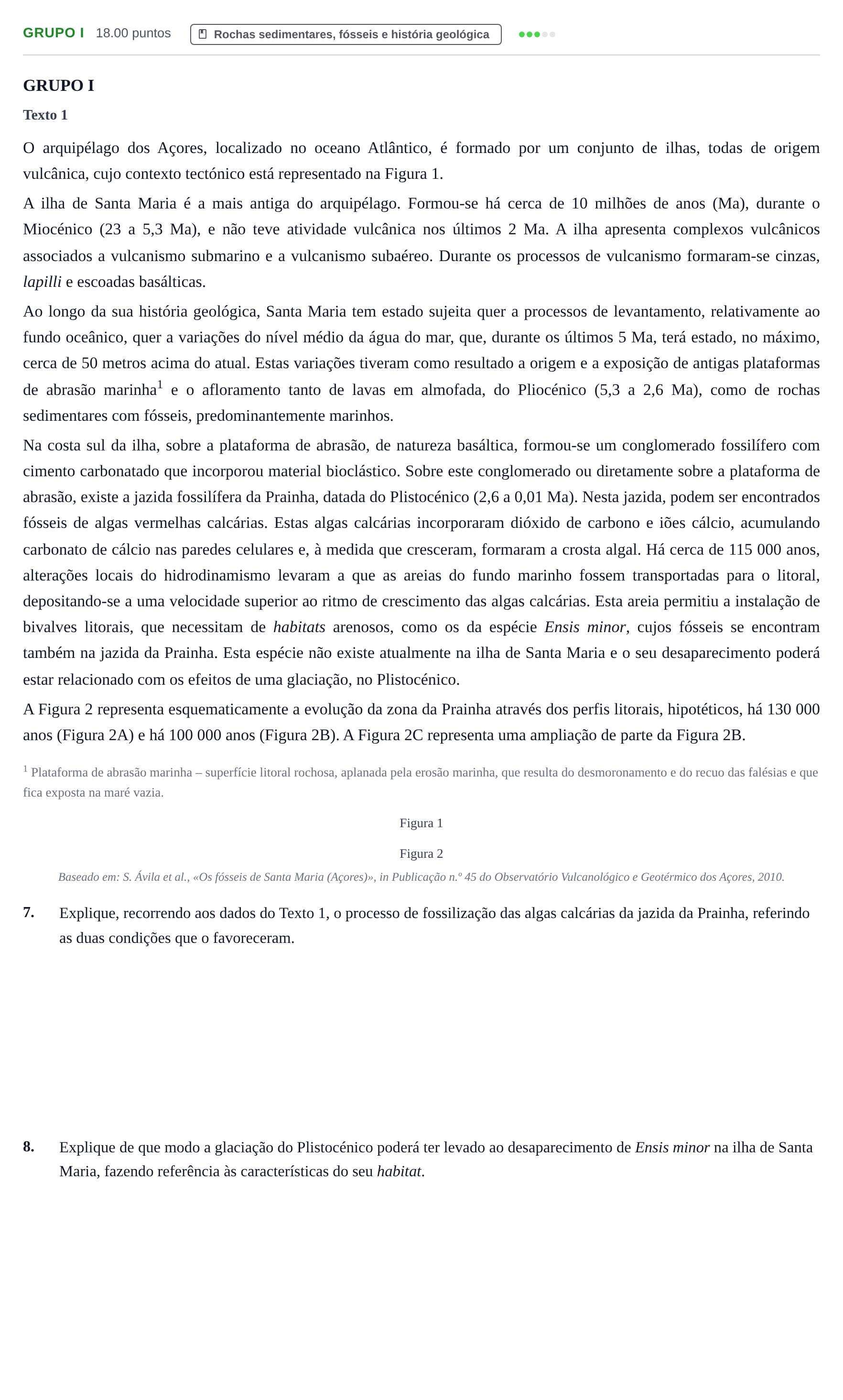 Enunciado: Grupo I · Exame Nacional Biologia e Geologia Época especial 2024