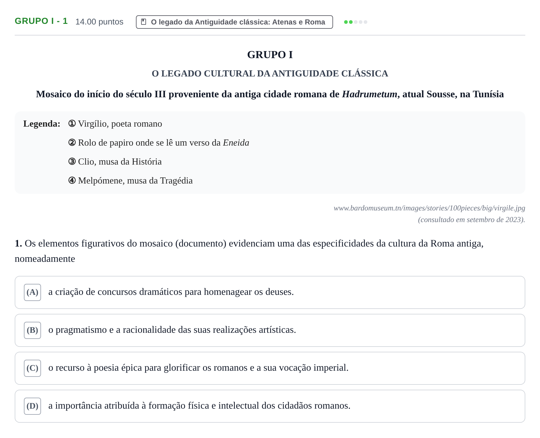 Enunciado: Grupo I - 1 · Exame Nacional História A 2.ª fase 2024