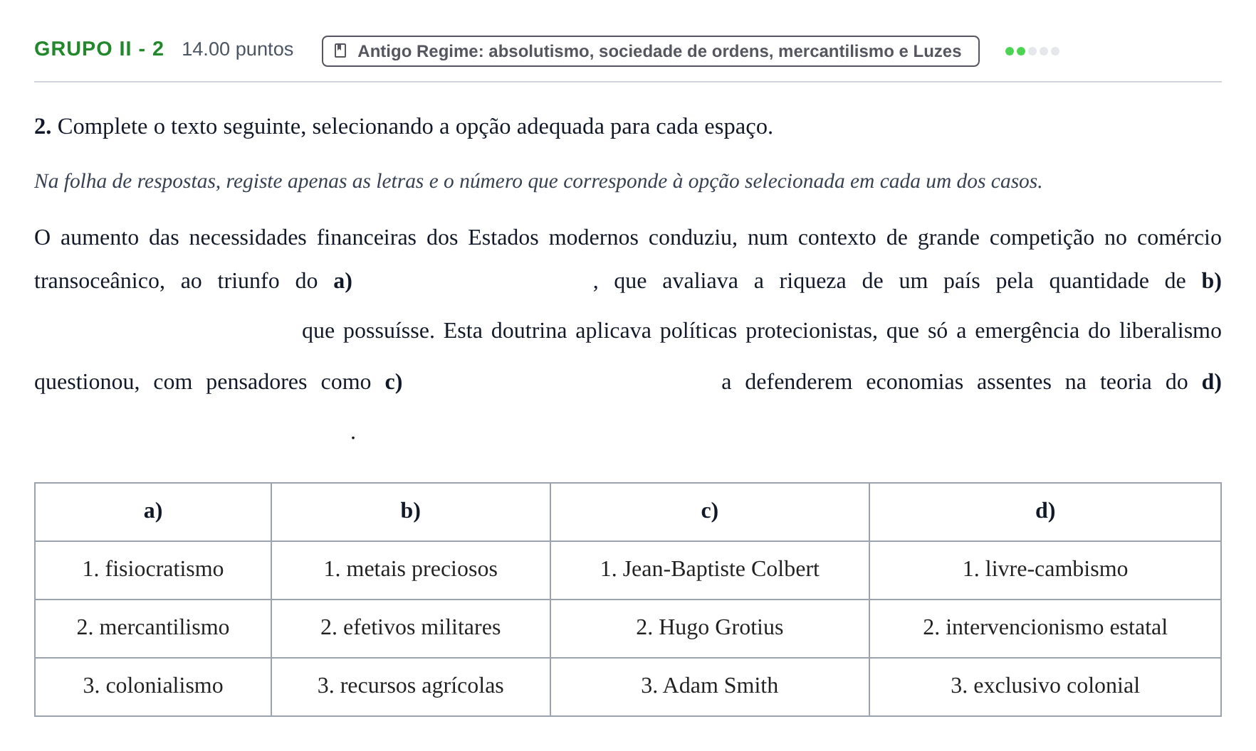 Enunciado: Grupo II - 2 · Exame Nacional História A 1.ª fase 2024