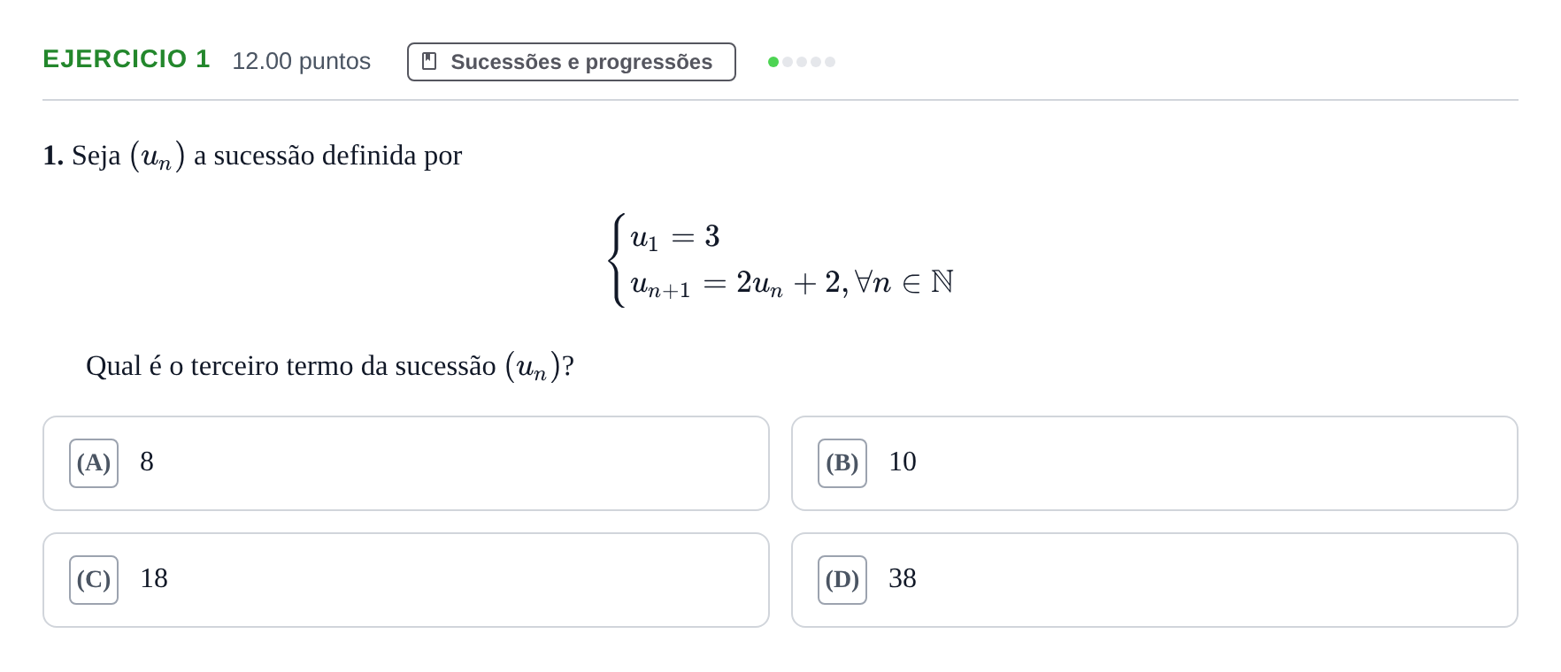 Enunciado: Exercício 1 · Exame Nacional Matemática A Época especial 2024