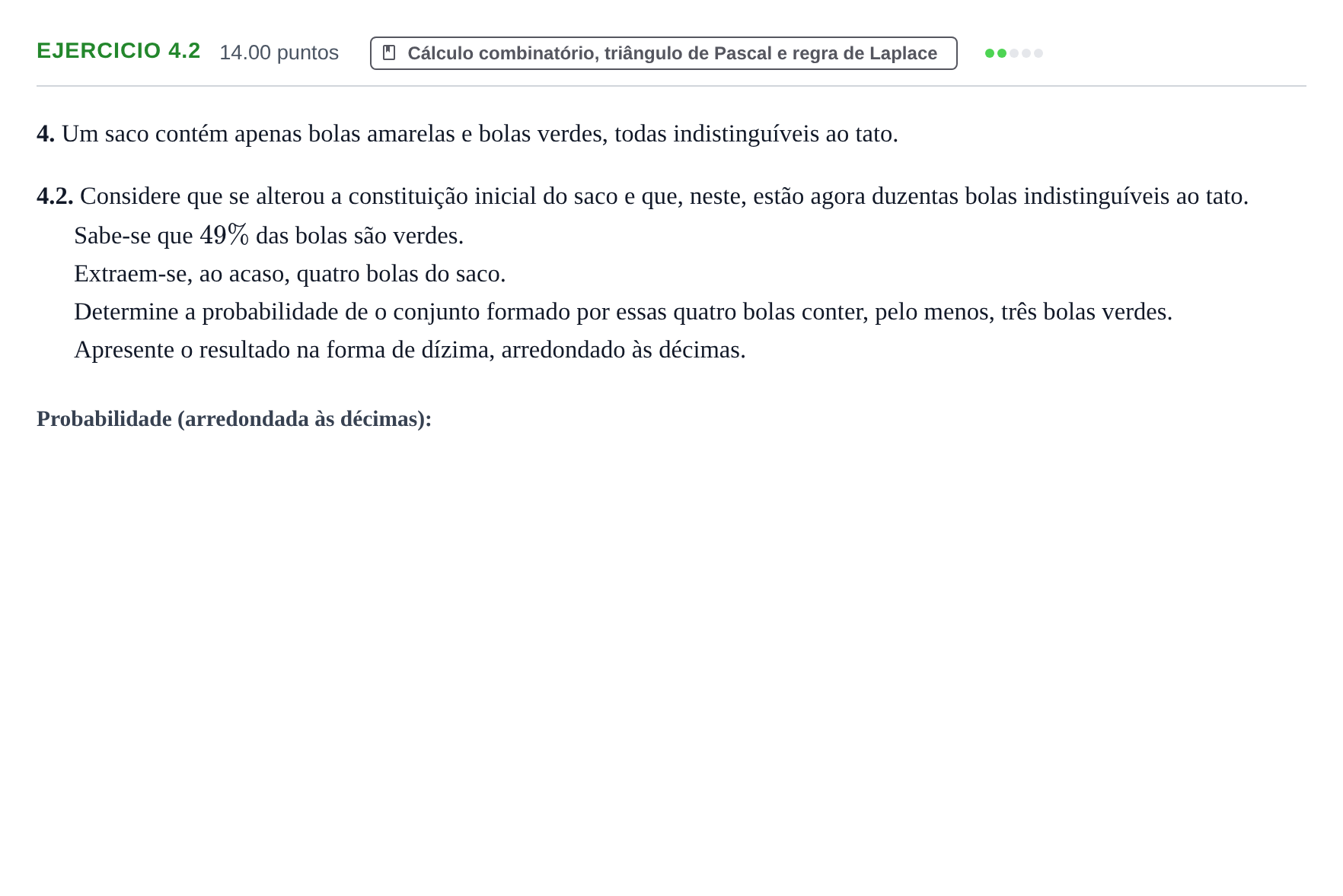 Enunciado: Exercício 4.2 · Exame Nacional Matemática A Época especial 2024