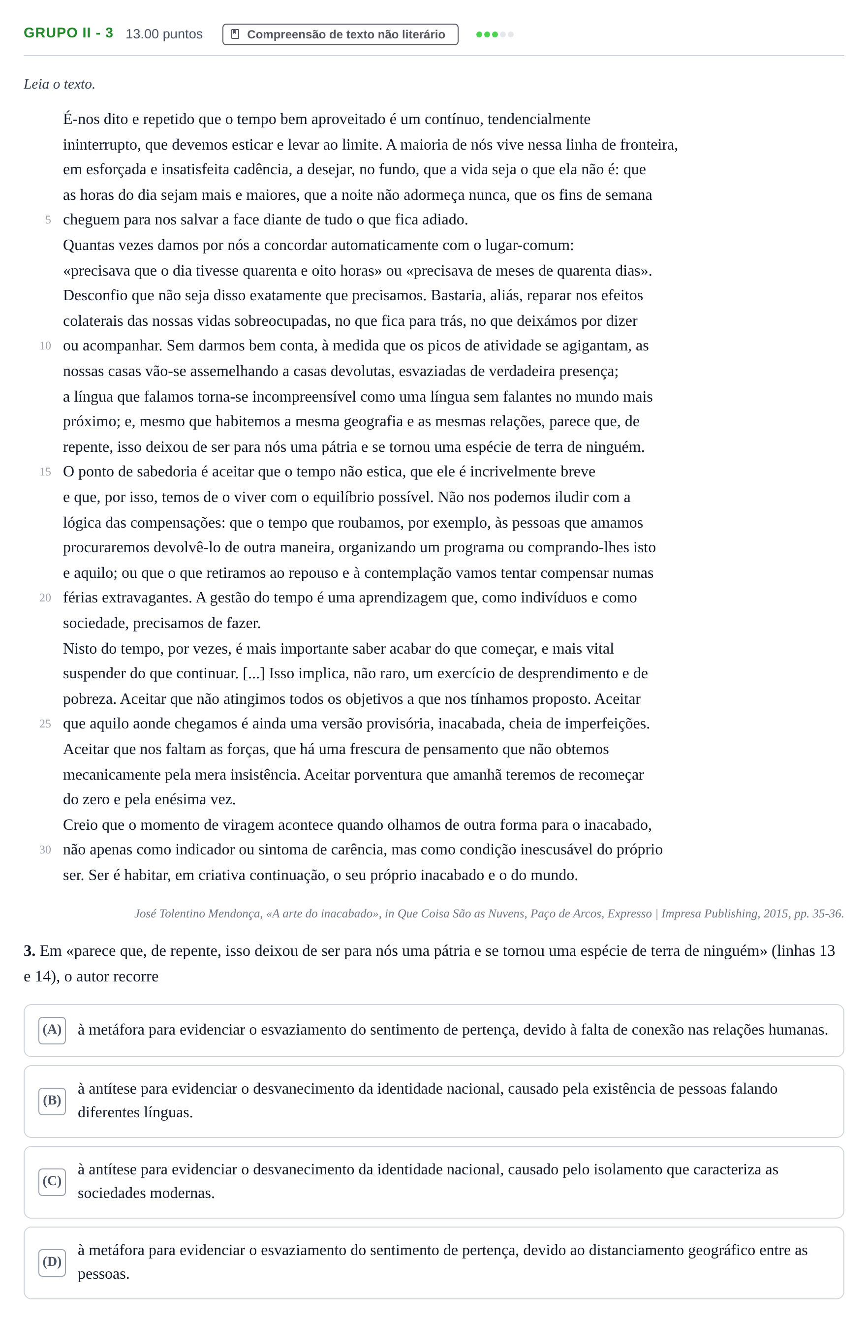 Enunciado: Grupo II - 3 · Exame Nacional Português 2.ª fase 2024