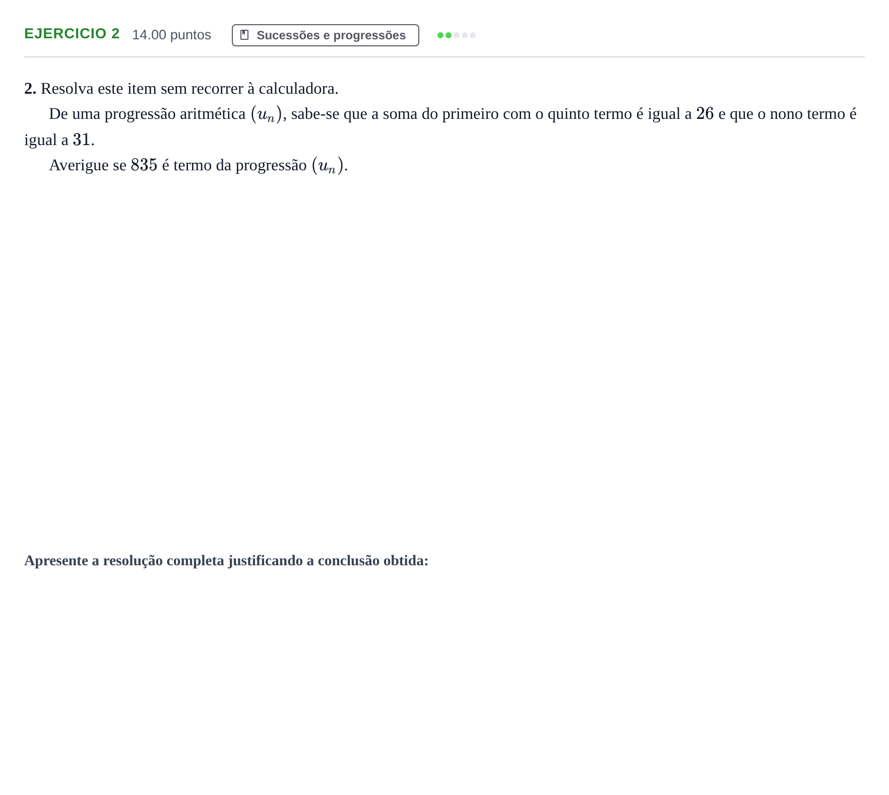 Enunciado: Exercício 2 · Exame Nacional Matemática A 2.ª fase 2024