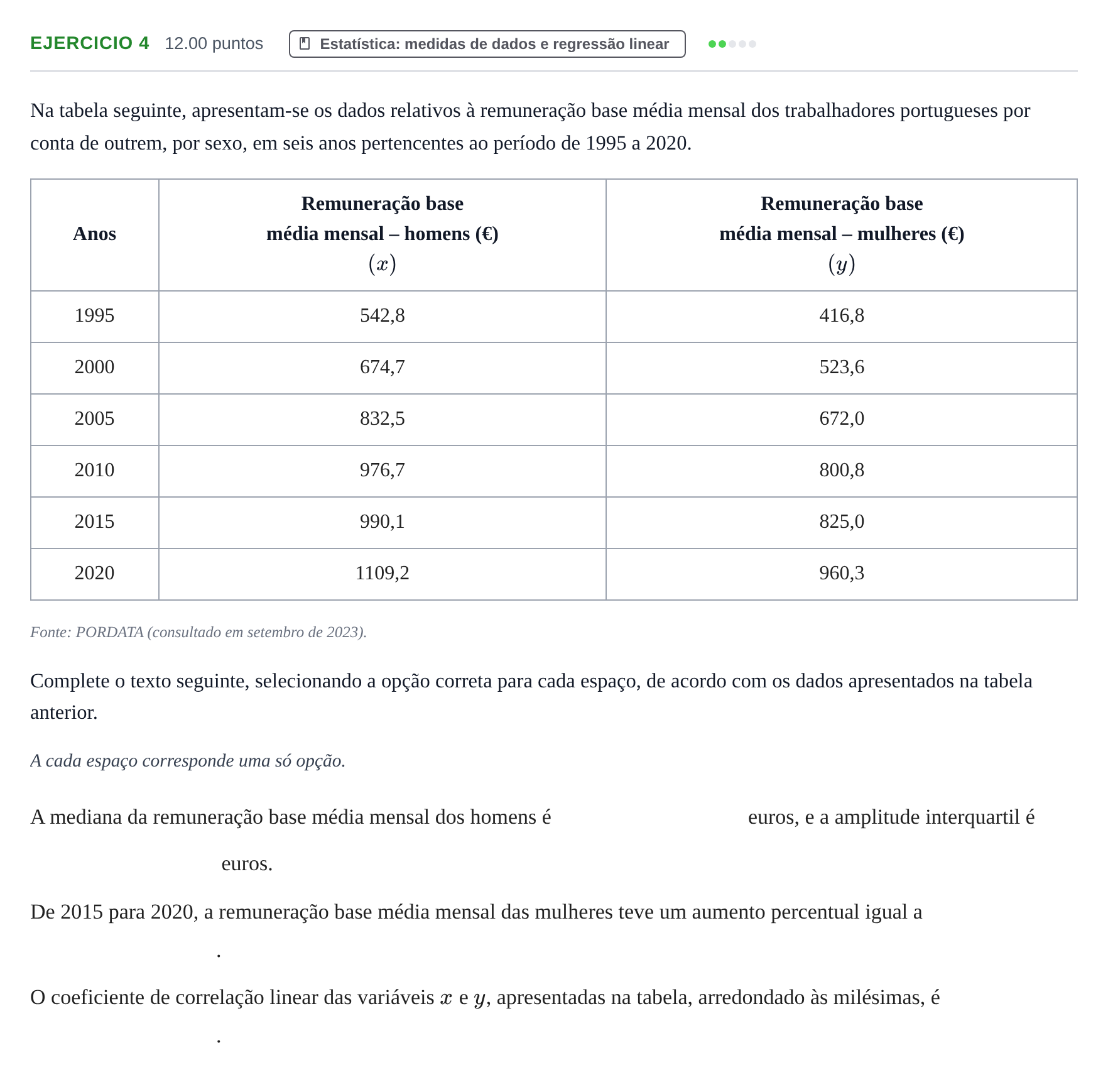 Enunciado: Exercício 4 · Exame Nacional Matemática A 2.ª fase 2024
