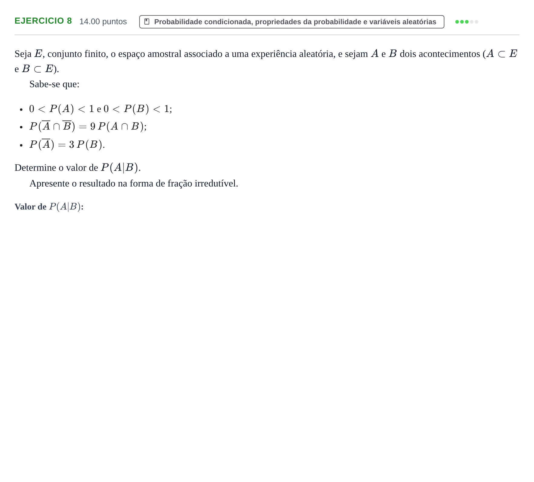 Enunciado: Exercício 8 · Exame Nacional Matemática A 2.ª fase 2024