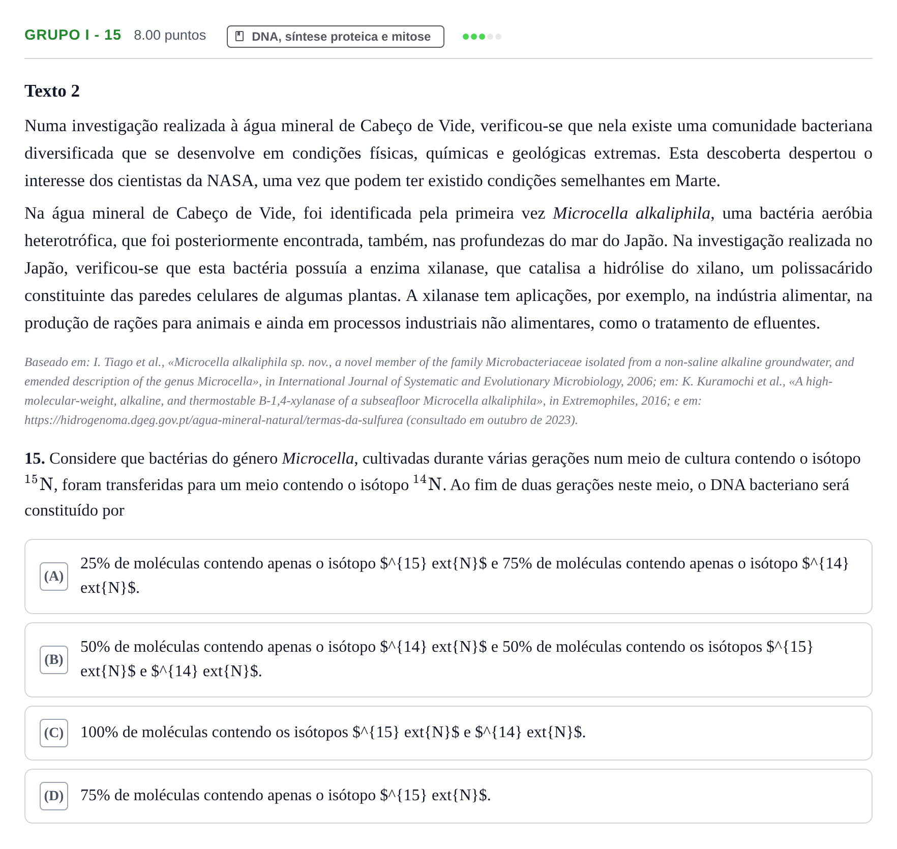 Enunciado: Grupo I - 15 · Exame Nacional Biologia e Geologia 2.ª fase 2024