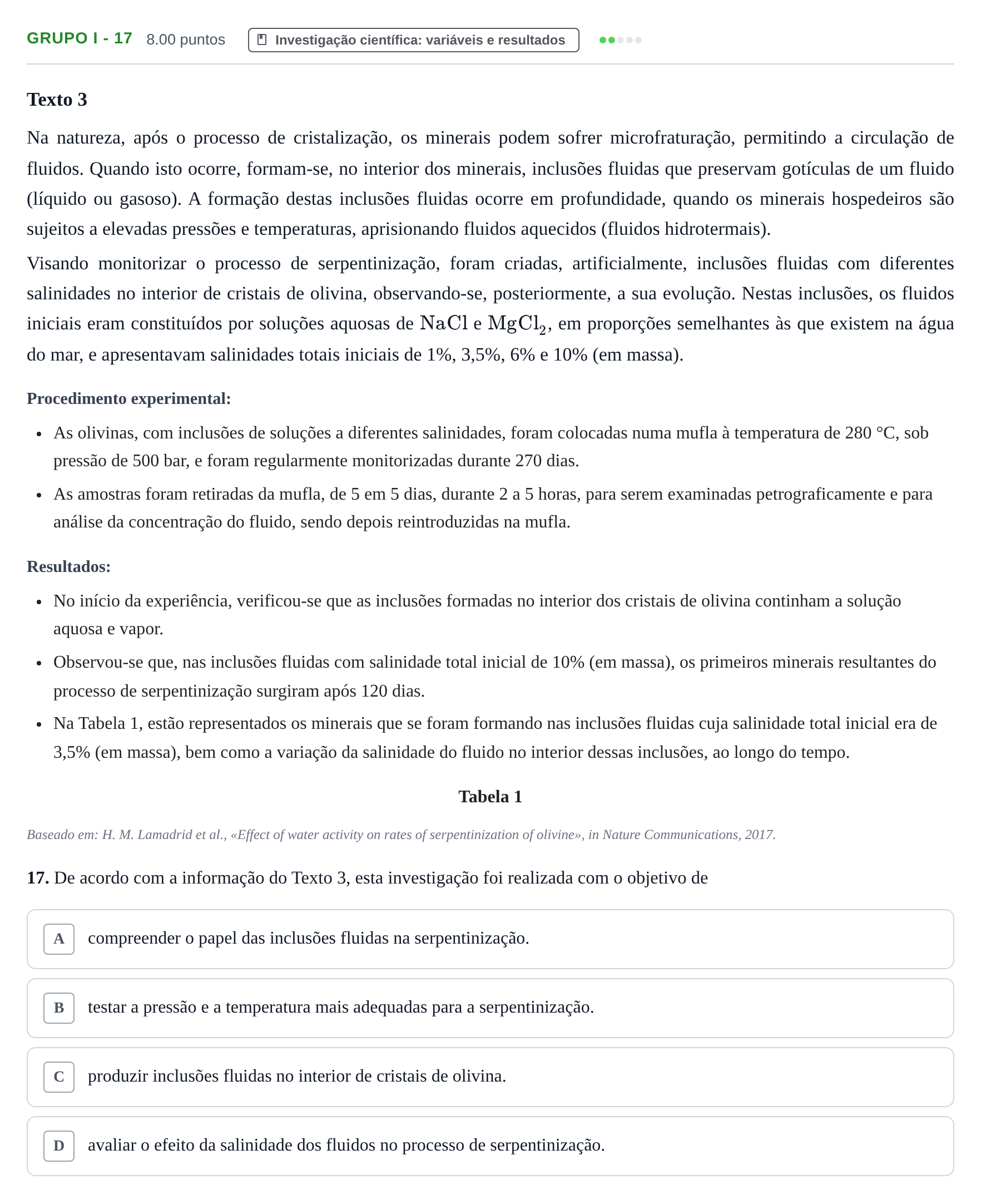 Enunciado: Grupo I - 17 · Exame Nacional Biologia e Geologia 2.ª fase 2024