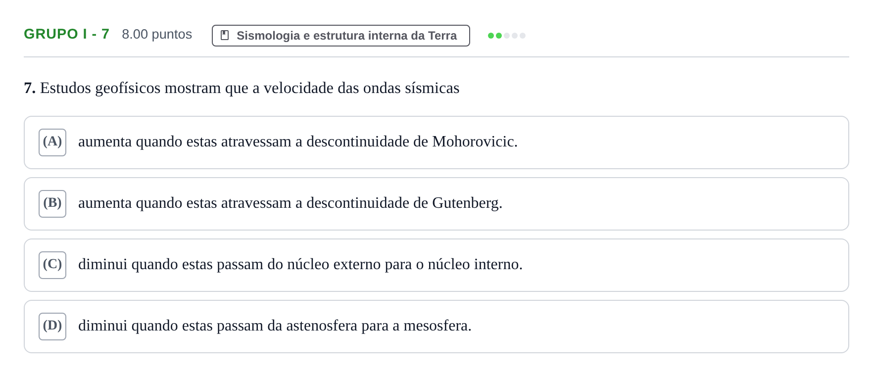 Enunciado: Grupo I - 7 · Exame Nacional Biologia e Geologia 2.ª fase 2024