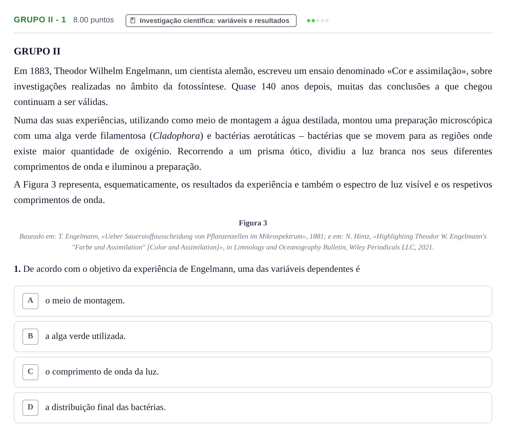 Enunciado: Grupo II - 1 · Exame Nacional Biologia e Geologia 2.ª fase 2024